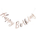 baner napis happy birthday różowe złoto