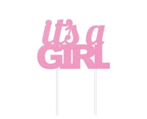 Topper na tort it's a girl różowy