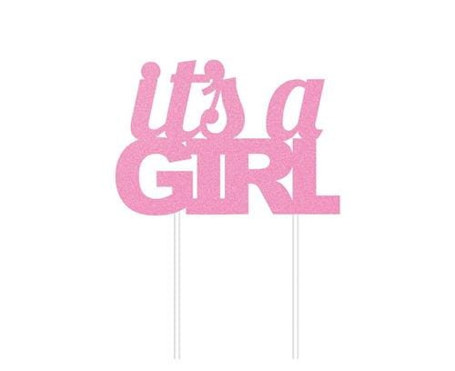 Topper na tort it's a girl różowy