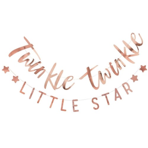girlanda napis little star różowe złoto
