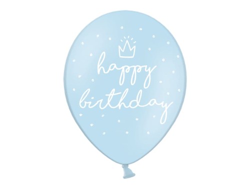 balon nadruk happy birthday niebieski jasny