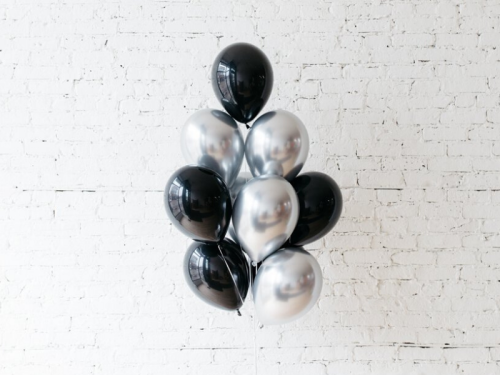 zestaw balonów czarny srebrny z helem
