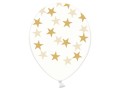 balon nadruk transparentny w gwiazdki złote