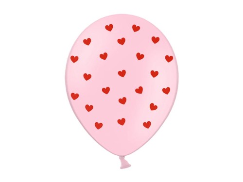 balon nadruk różowy w serduszka czerwone