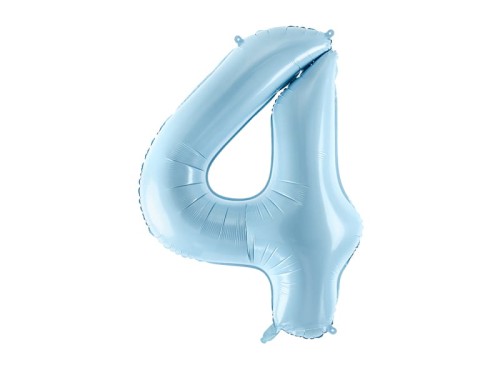balon foliowy cyfra 4 niebieski jasny
