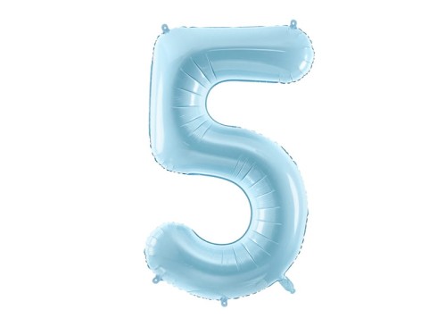 balon foliowy cyfra 5 niebieski jasny
