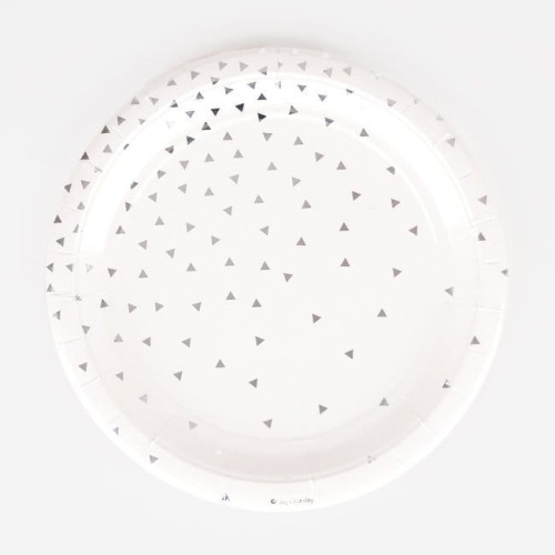 talerzyki srebrny trójkąty - 8 sztuk