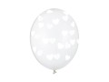 balon nadruk transparentny w serduszka białe