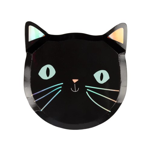 talerzyki kot czarny - 8 sztuk