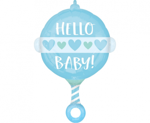 balon kids baby shower grzechotka niebieski jasny