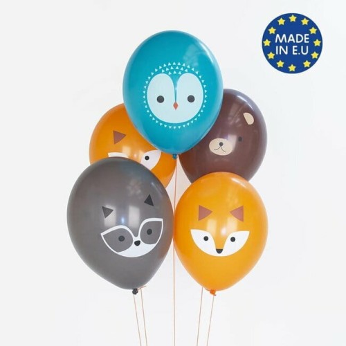 balony nadruk Mini mieszkańcy lasu - 5 sztuk