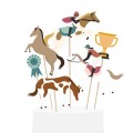 topper na tort konie hobby horse - 6 sztuk