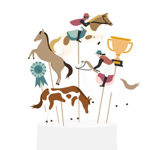 topper na tort konie hobby horse - 6 sztuk
