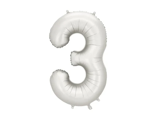 balon foliowy cyfra 3 srebrny mat