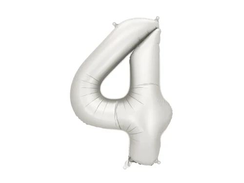 balon foliowy cyfra 4 srebrny mat
