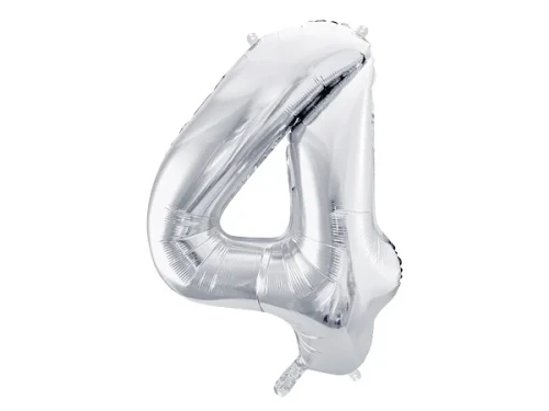 balon foliowy cyfra 4 srebrny