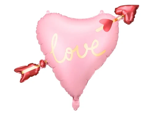 balon serce love różowy