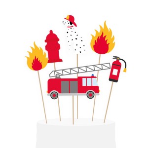 topper na tort straż pożarna - 6 sztuk