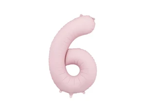 balon foliowy cyfra 6 różowy jasny mat