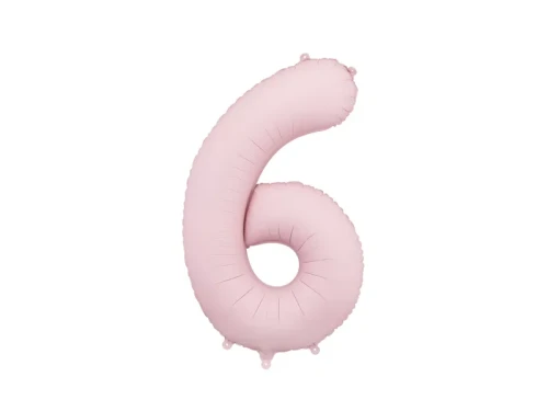 balon foliowy cyfra 6 różowy jasny mat