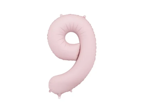 balon foliowy cyfra 9 różowy jasny mat