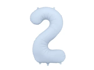 balon foliowy cyfra 2 niebieski jasny mat