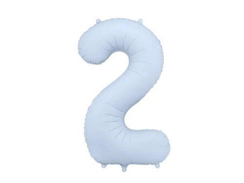 balon foliowy cyfra 2 niebieski jasny mat