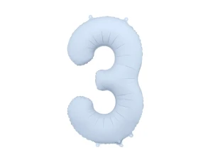 balon foliowy cyfra 3 niebieski jasny mat