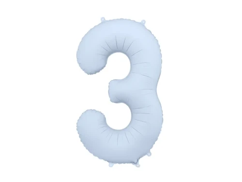 balon foliowy cyfra 3 niebieski jasny mat
