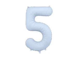 balon foliowy cyfra 5 niebieski jasny mat