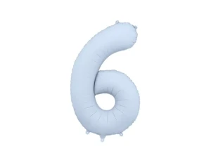 balon foliowy cyfra 6 niebieski jasny mat