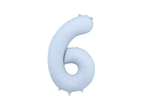 balon foliowy cyfra 6 niebieski jasny mat