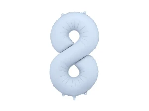 balon foliowy cyfra 8 niebieski jasny mat
