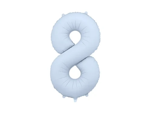 balon foliowy cyfra 8 niebieski jasny mat