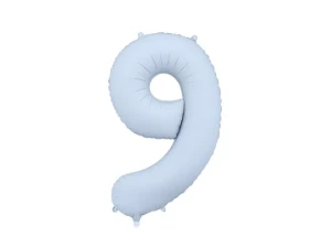 balon foliowy cyfra 9 niebieski jasny mat