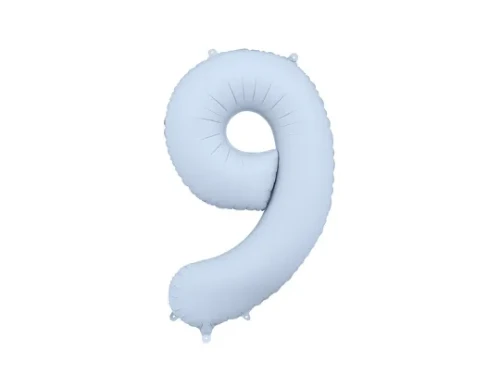 balon foliowy cyfra 9 niebieski jasny mat