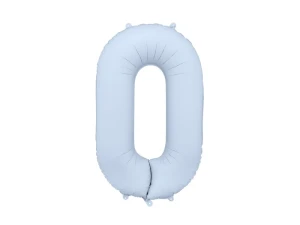 balon foliowy cyfra 0 niebieski jasny mat