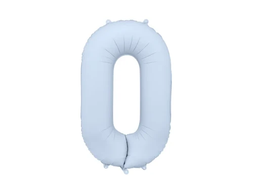 balon foliowy cyfra 0 niebieski jasny mat