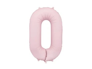 balon foliowy cyfra 0 różowy jasny mat