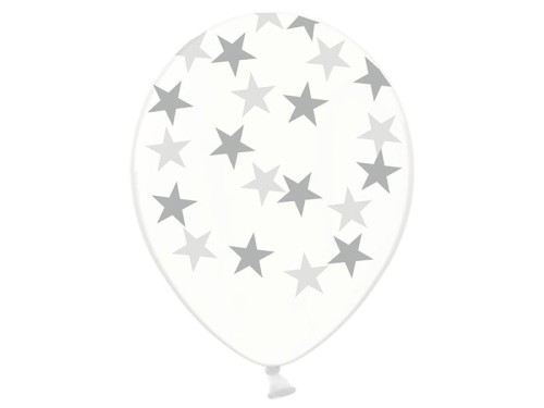balon przezroczysty w gwiazdki srebrny