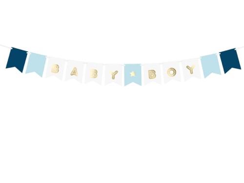 baner napis baby boy niebieski