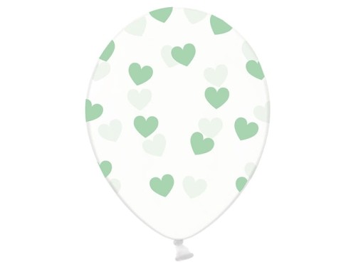 balon nadruk serduszka zielony miętowy