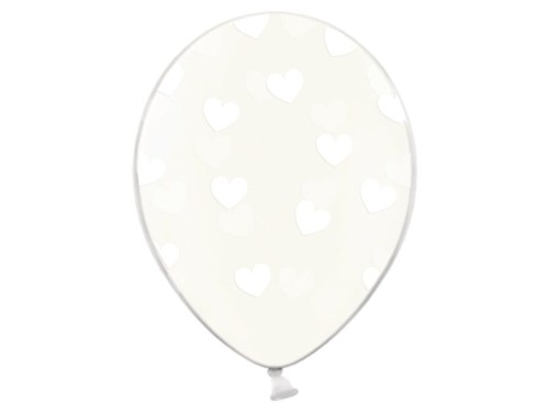 balon w serduszka biały przezroczysty