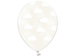 balon nadruk transparentny w chmurki białe