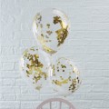 balony confetti złoty - 5 sztuk