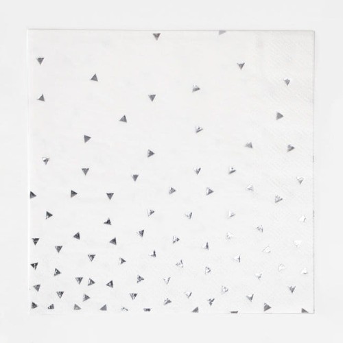 serwetki srebrny trójkąty - 16 sztuk