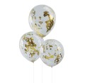 balony confetti złoty - 5 sztuk