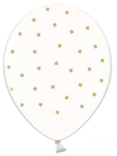 balon transparentny nadruk małe gwiazdki złoty