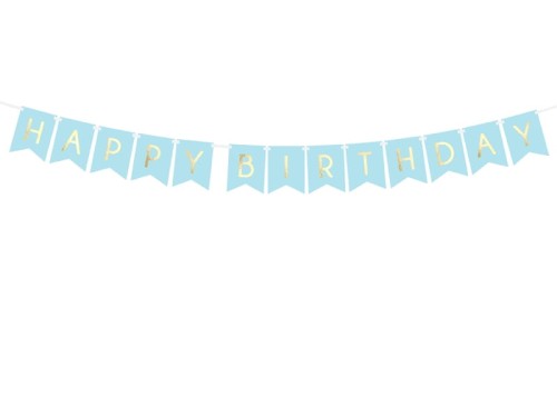baner napis happy birthday niebieski jasny