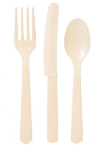 sztućce plastikowe kremowy - 18 sztuk